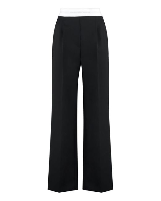 Alexander Wang Black Straight-Cut Pants With Contrasting Logo Band