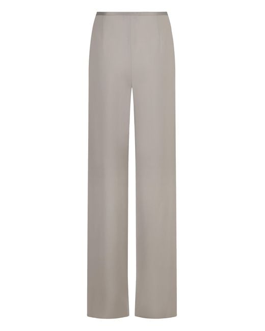 Emporio Armani Gray Crepe Wide-Leg Trousers