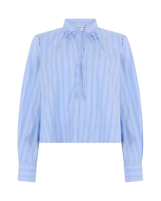 Veronica Beard Blue Striped Crop Top