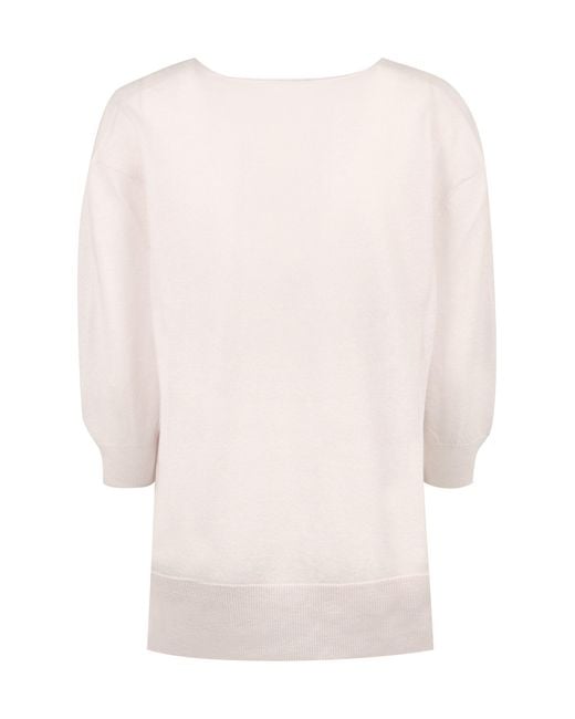Agnona Natural Cashmere-Linen Blend Pullover