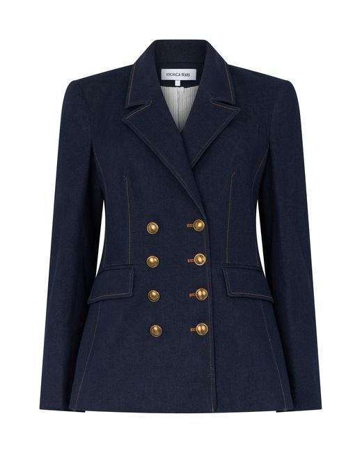 Veronica Beard Blue Double-Breasted Blazer