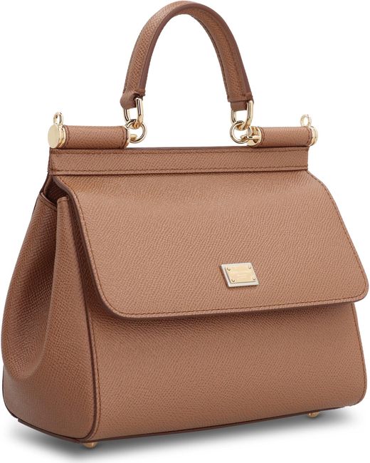 Dolce & Gabbana Brown Sicily Media Leather Handbag
