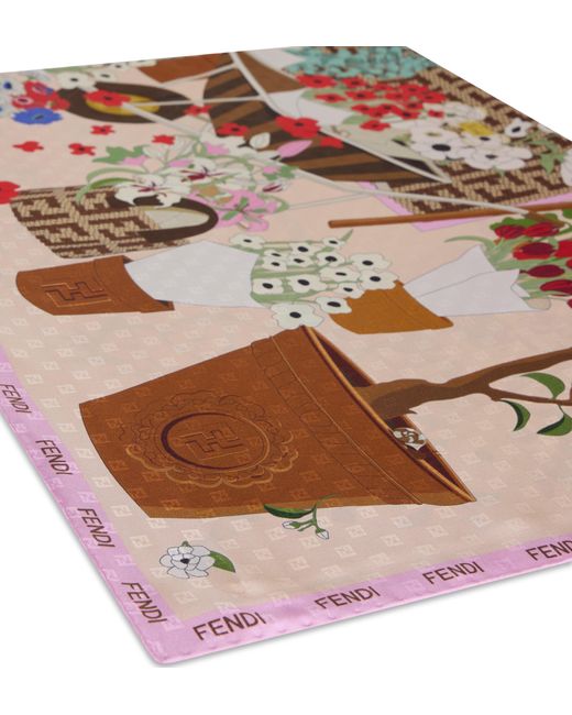 Fendi Multicolor Silk Printed Scarf