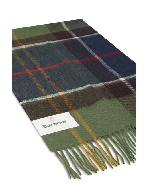 Sciarpa a quadri con frange di Barbour in Green da Uomo