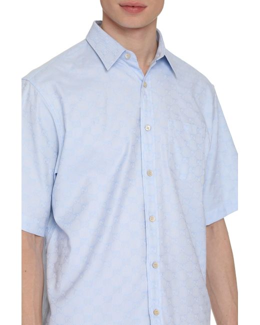 Camicia in cotone oxford di Gucci in Blue da Uomo