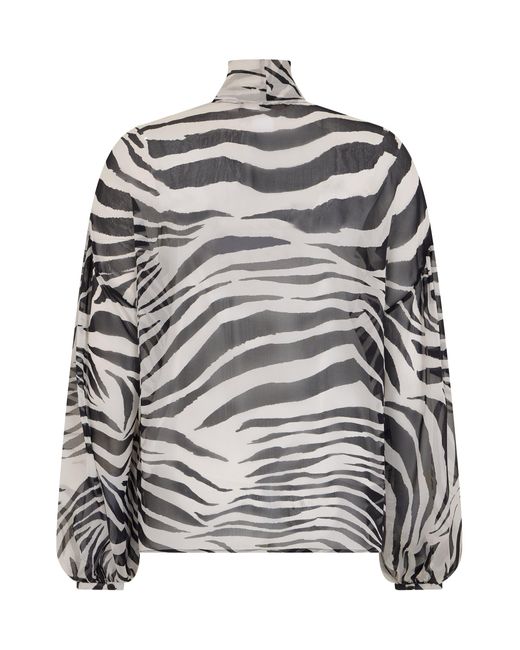 Max Mara Gray Silk Blouse With Animal Print