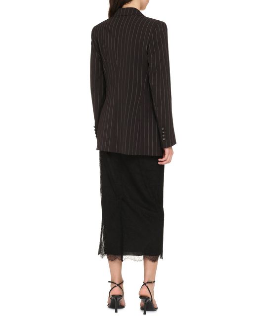 Dolce & Gabbana Black Wool Pinstripe Blazer