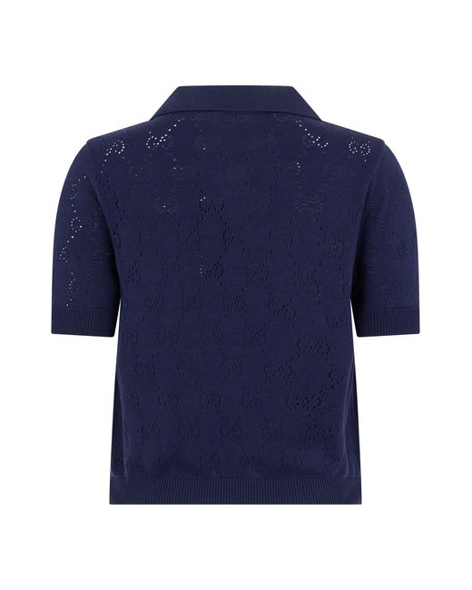 Gucci Blue Cotton Polo Monogram