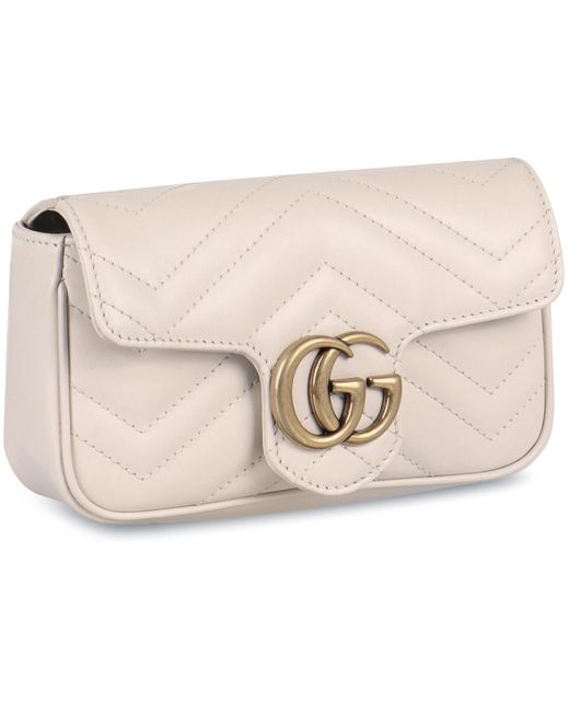 Mini-borsa a tracolla GG Marmont in pelle di Gucci in Natural