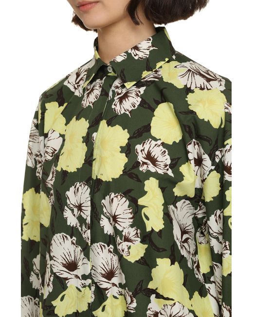 MSGM Green Regular Floral Shirt