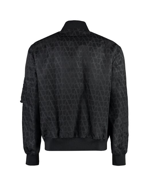 Valentino Garavani Black Nylon Bomber Jacket for men