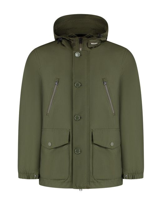 Woolrich Green Solid Hood Jackets for men