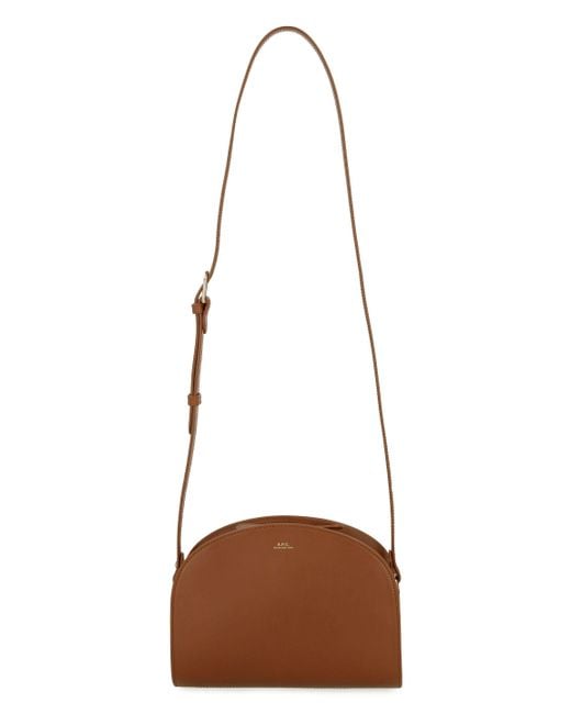 A.P.C. Brown Demi-lune Leather Crossbody Bag