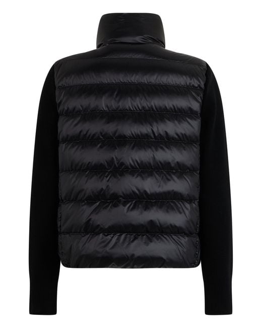 Moncler Black Padded Jacket With Knitted Sleeves