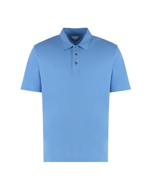 Polo in piquet di cotone di Bottega Veneta in Blue da Uomo
