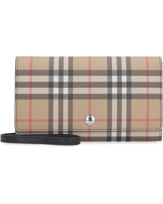 Burberry Leather Hannah Vintage Check Crossbody Bag in Beige (Natural