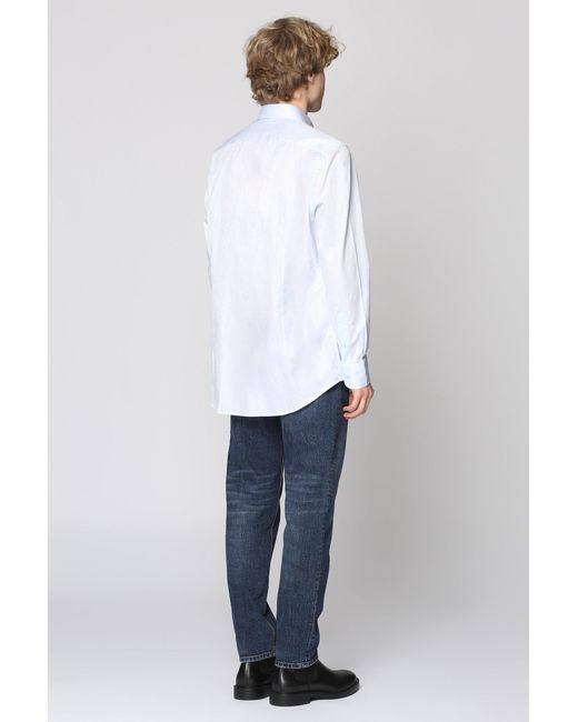 Etro Blue Button-Down Collar Cotton Shirt for men
