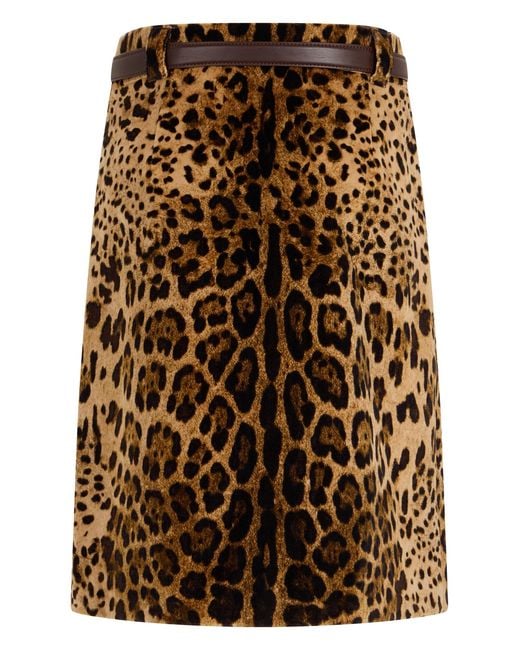 Max Mara Brown Leopard Print Skirt With Belt