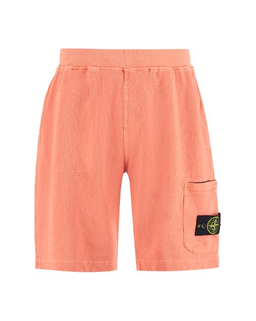 Stone Island Cotton Shorts in Orange 