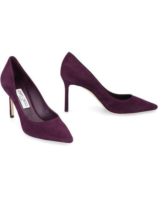 Jimmy Choo Purple Solid Pointed Toe Pumps