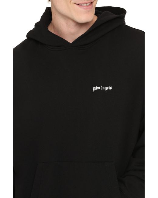 Palm Angels Black Classic Logo Emb Hoodie, Long Sleeves, 100% Cotton, Size: Medium for men