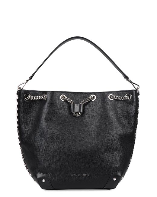 MICHAEL Michael Kors Black Alanis Leather Bucket Bag