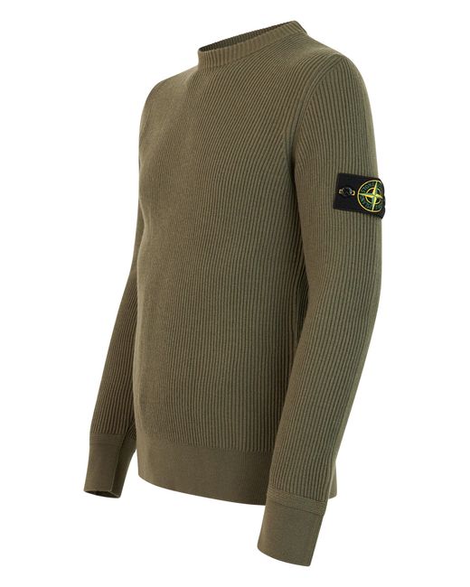 Stone Island Green Crew Neck Sweater for men