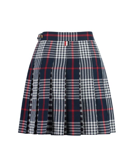 Thom Browne Blue Checkered Mini Skirt