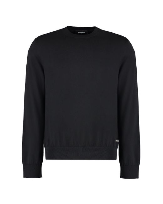 DSquared² Black Cotton Crew-Neck Sweater for men