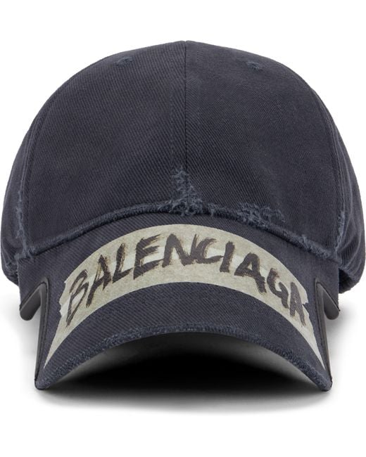 Balenciaga Blue Cap With Visor Made Of Cotton for men