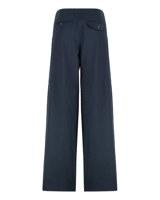 Tod's Blue Trousers Poplin Cotton Wide-Leg