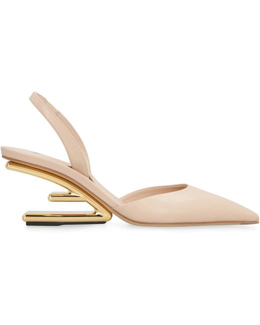Fendi White First Leather Slingback Pumps