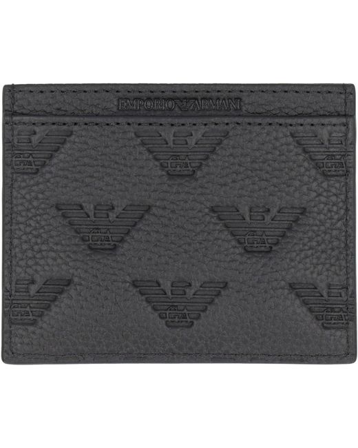 EA7 Gray Leather Credit Card Case for men