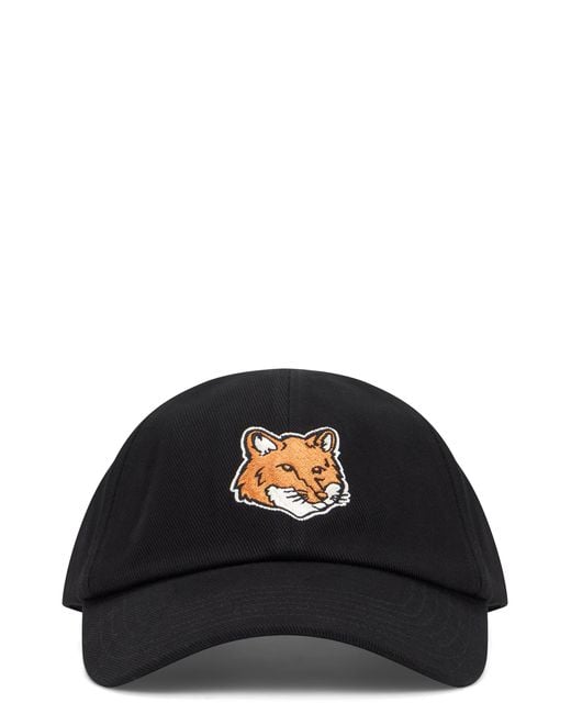 Maison Kitsuné Black Baseball Cap With Embroidery