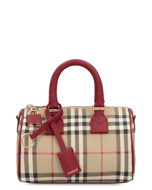 Burberry Red Mini Bowling Bag Check