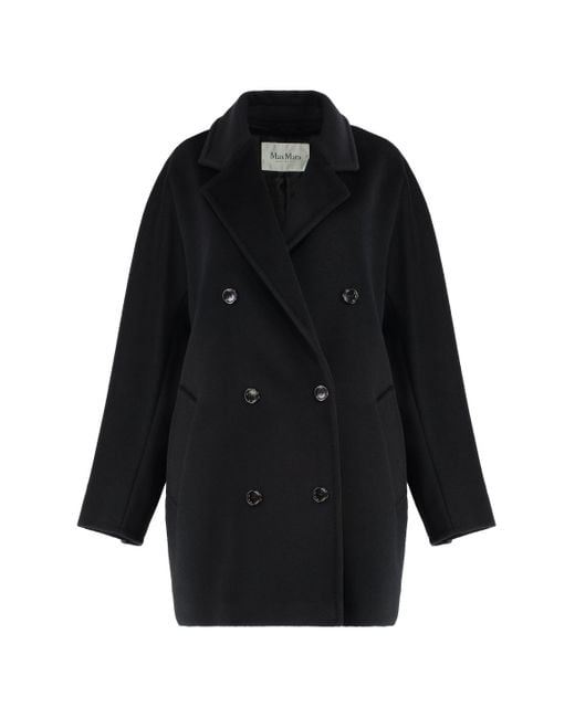 Cappotto doppiopetto Rebus in lana e cachemire di Max Mara in Black