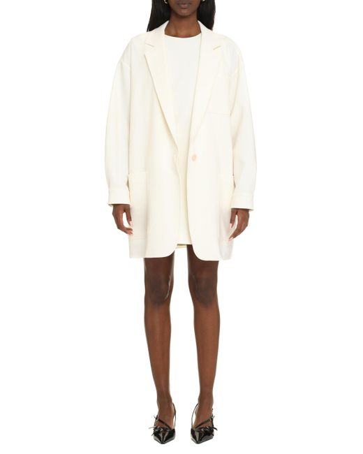 Max Mara White Elegant Virgin Wool Jacket For
