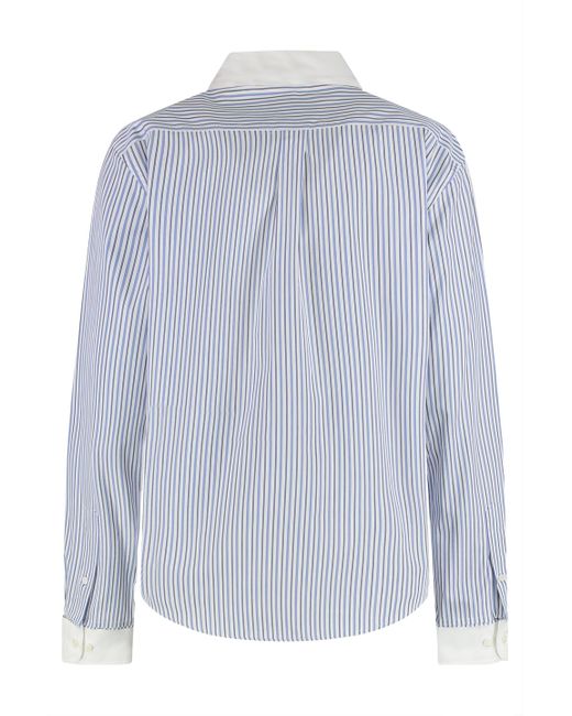 Camicia in cotone a righe di Miu Miu in Blue