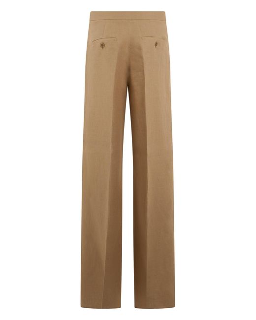 Max Mara Natural Loose Linen Trousers
