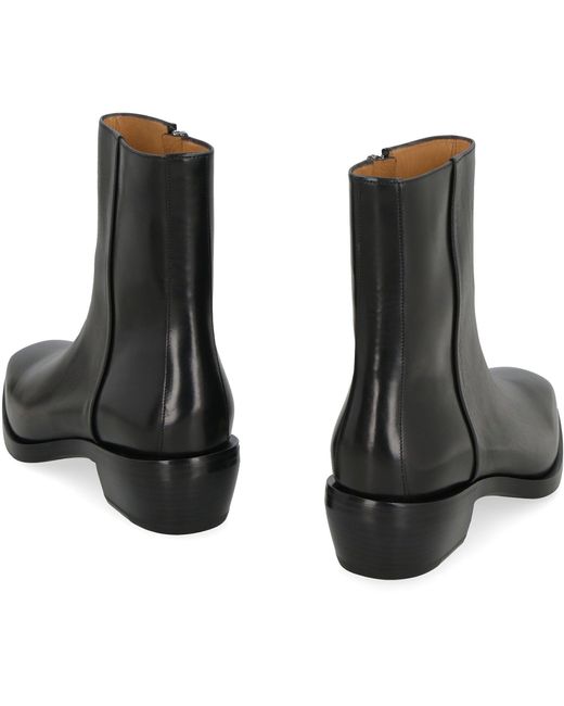 Ferragamo Black Leather Ankle Boots for men