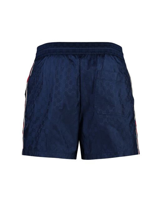 Shorts da mare in nylon GG di Gucci in Blue da Uomo
