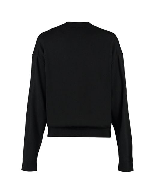 KENZO Black Ribbed Edge Wool Crew-Neck Sweater