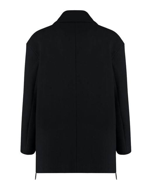 Giorgio Armani Blue Wool Blend Double-Breasted Coat for men