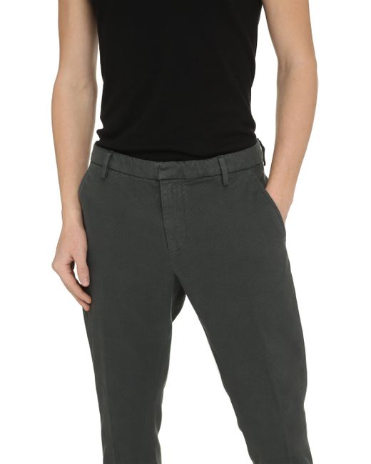 Dondup Gray Gaubert Cotton Chino Trousers for men