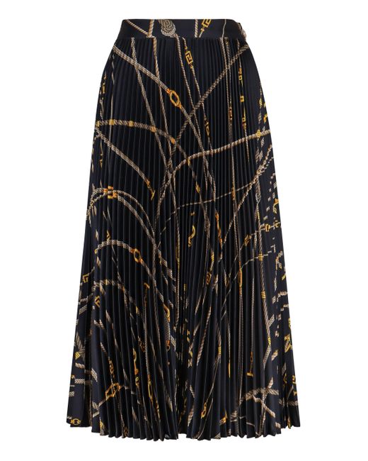 Versace Black Pleated Midi Skirt