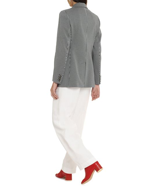 Max Mara Gray Striped Double Breasted Blazer For