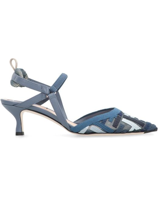 Fendi Blue Colibrì Lite Pointy-Toe Slingbacks