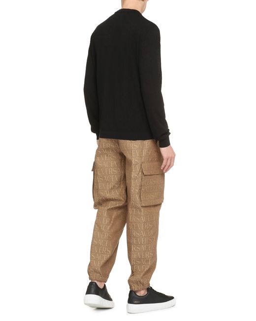 Pullover in seta e cotone di Versace in Black da Uomo