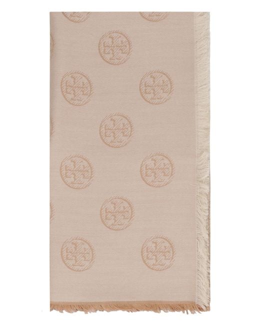 Tory Burch Natural Wool And Silk Scarf