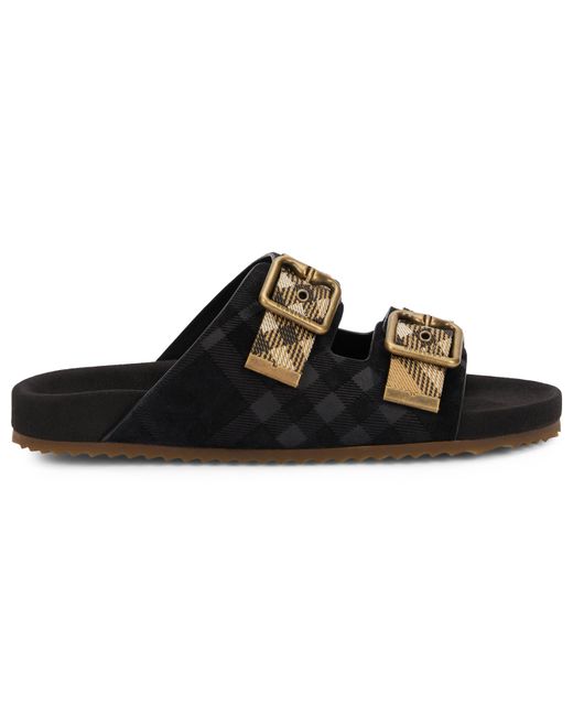 Burberry Black Elegant Leather Buckle Sandals